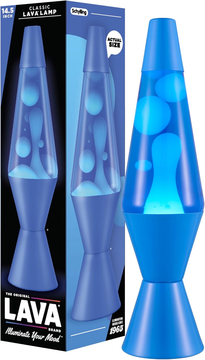 Lava The Original Lamp - New 14.5 Cerulean Blue ?C Classic Liquid Motion Lamp - White Wax and Blue Liquid - Item #2362 (Amazon Exclusive)