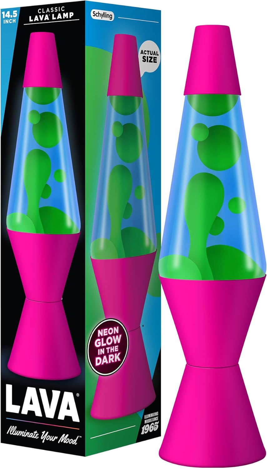 Lava The Original Lamp - 14.5 Neon Pink - Classic Liquid Motion Lamp - Green/Yellow and Blue Liquid - Item #2383 (Amazon Exclusive)